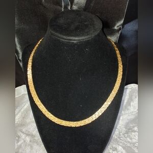 Vintage Textured Gold Tone Nugget Necklace 18 In Long Marked Korea
